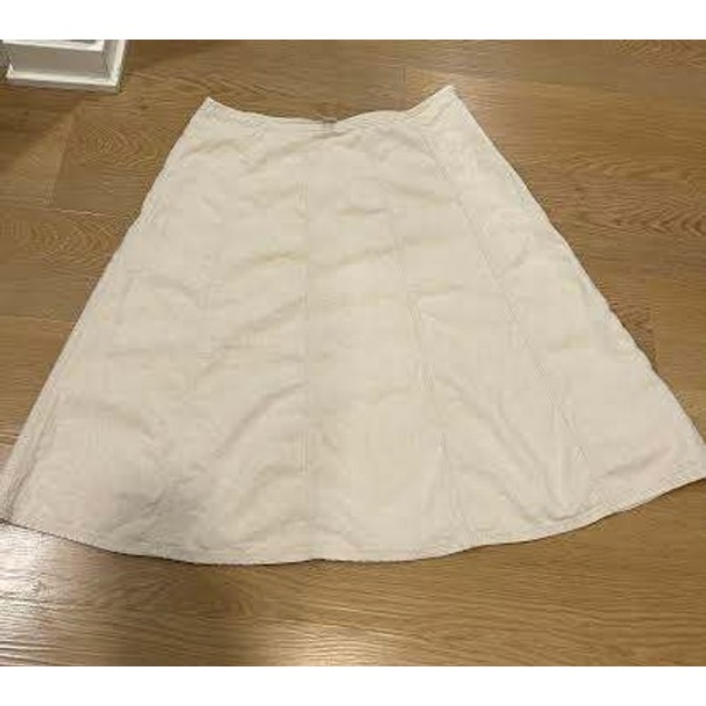 Christopher & Banks Beige Linen Blend Paneled Midi Skirt Size 14 Oatmeal Lined